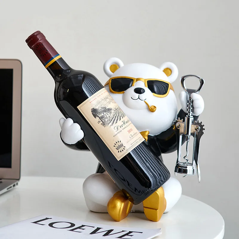 

Creative Violent Bear Wine Bottle Rack Holder Resin Home Decoration Accessories Modern Style Living Room Table Cabinet Ornament