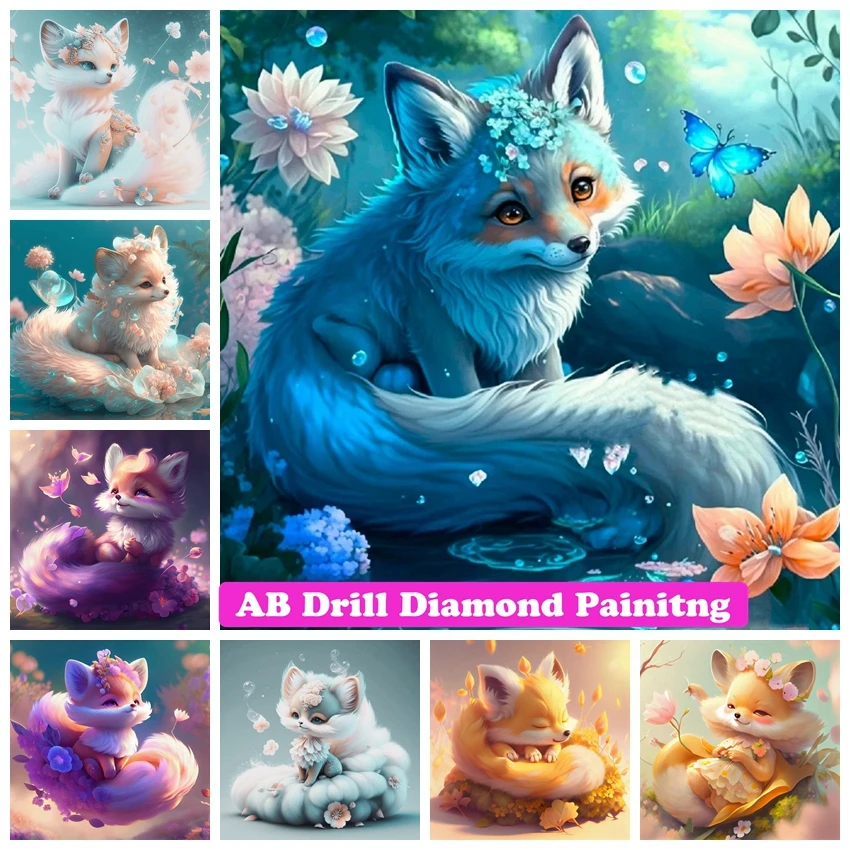 Craspire DIY 5D Animals Fox Pattern Canvas Diamond Painting Kits