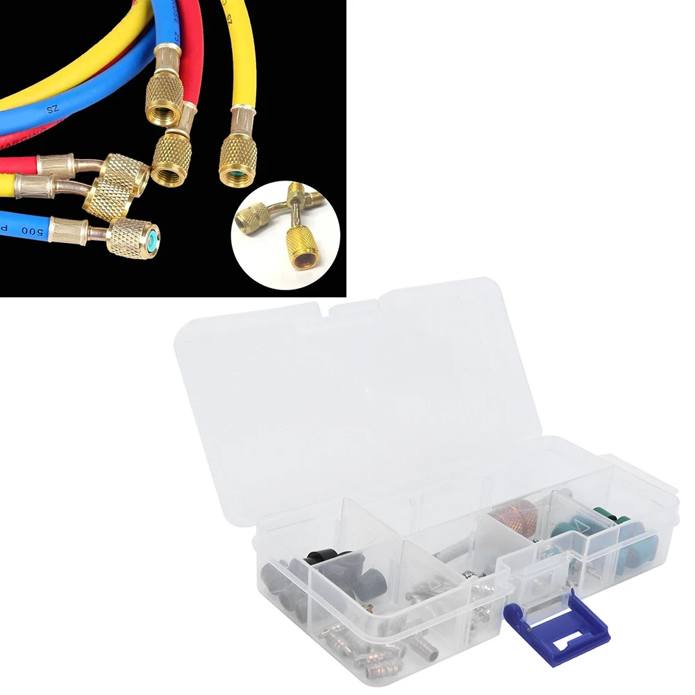 46 Pz/Set Kit Nucleo Valvola Aria Condizionata R134A/R410/R22 Anelli Di Tenuta Per Perdite Nucleo Valvola Di Ricambio Auto/Casa