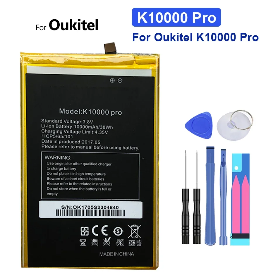 

10000mAh Mobile Phone Battery For Oukitel K10000 Pro K10000Pro Rechargeable Batteries Bateria with Free Tools