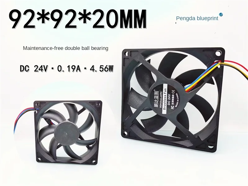 Brand-new 9220 9020 dual-ball 24V 0.19A temperature-controlled PWM speed-measuring frequency conversion cabinet 9CM cooling fan
