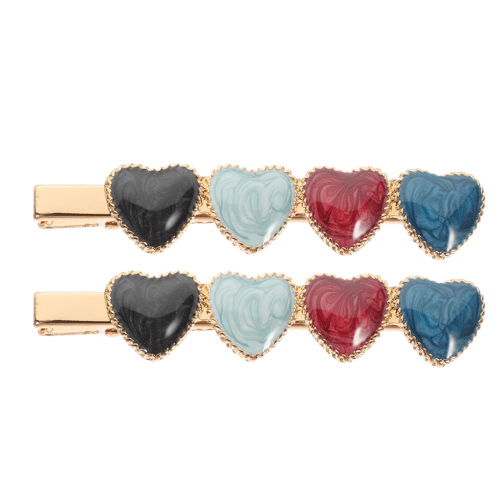 

2 Pcs Heart Hairpin Holder Bride Accessories Metal Clip Girls Clips Alloy Barrette Women's