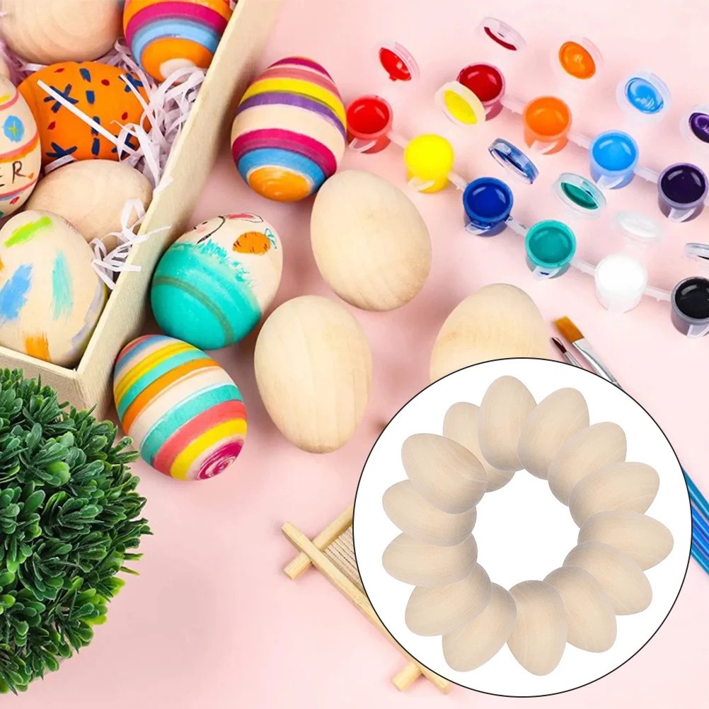 

Wooden Easter Eggs Unpainted Diy Graffiti Fake Wood Art Craft Games Party Favors