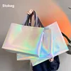 StoBag 10pcs Laser Non-woven Tote Shoulder Bags Shopping Fabric Woman Storage Reusable Large Pouches Custom Logo(Extra Fee) 1