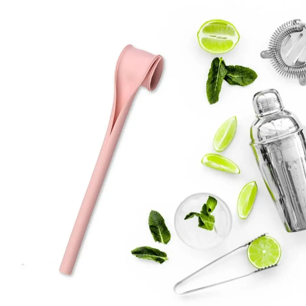 Useful Straw Long Lifespan Silicone Stirring Straw One Click Open Drinking for Kitchen Home