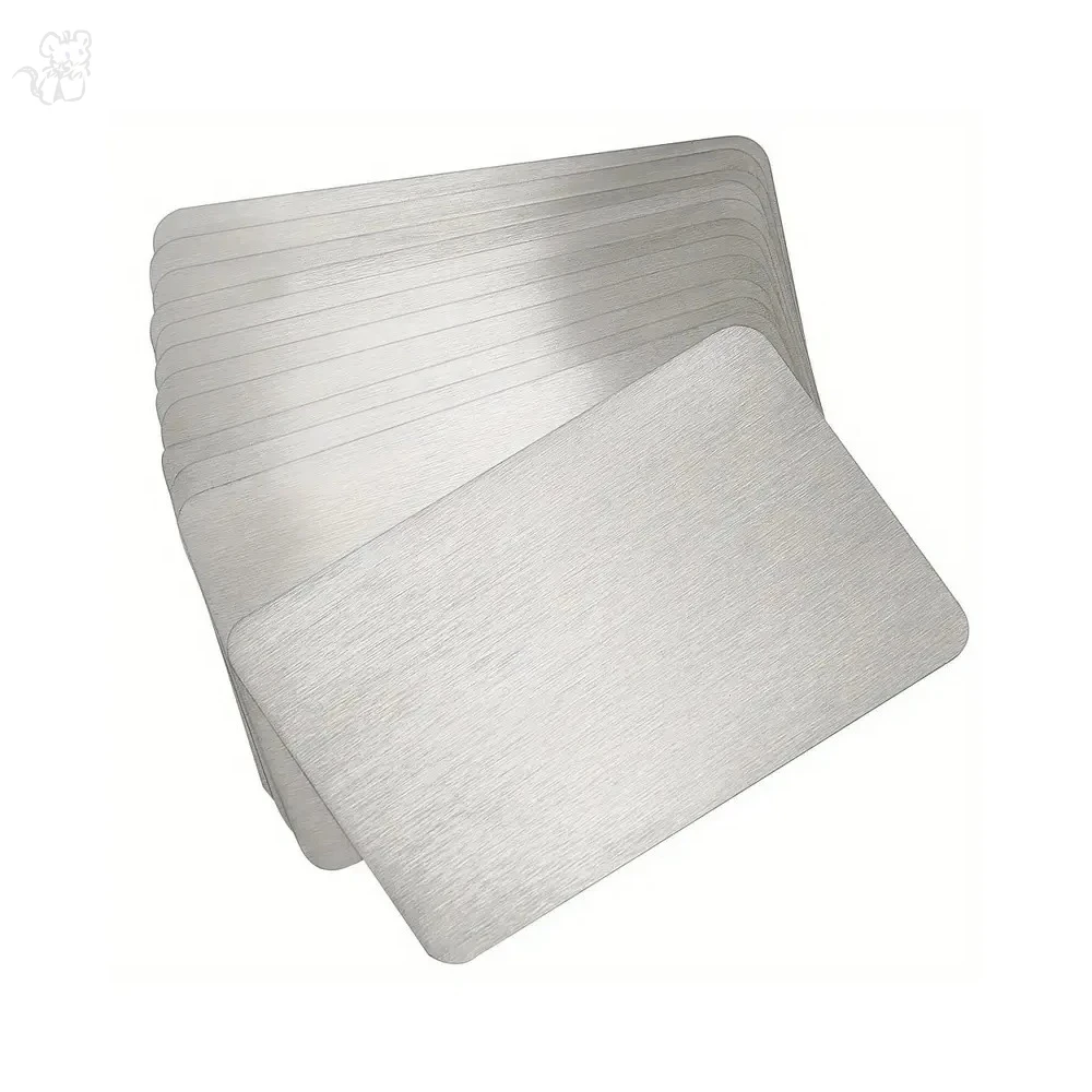 10Pcs 스테인레스 스틸 금속 명함 크기 85*53mm 빈 레이저 조각 카드 특수 로고 인쇄 매트 브러시 마감