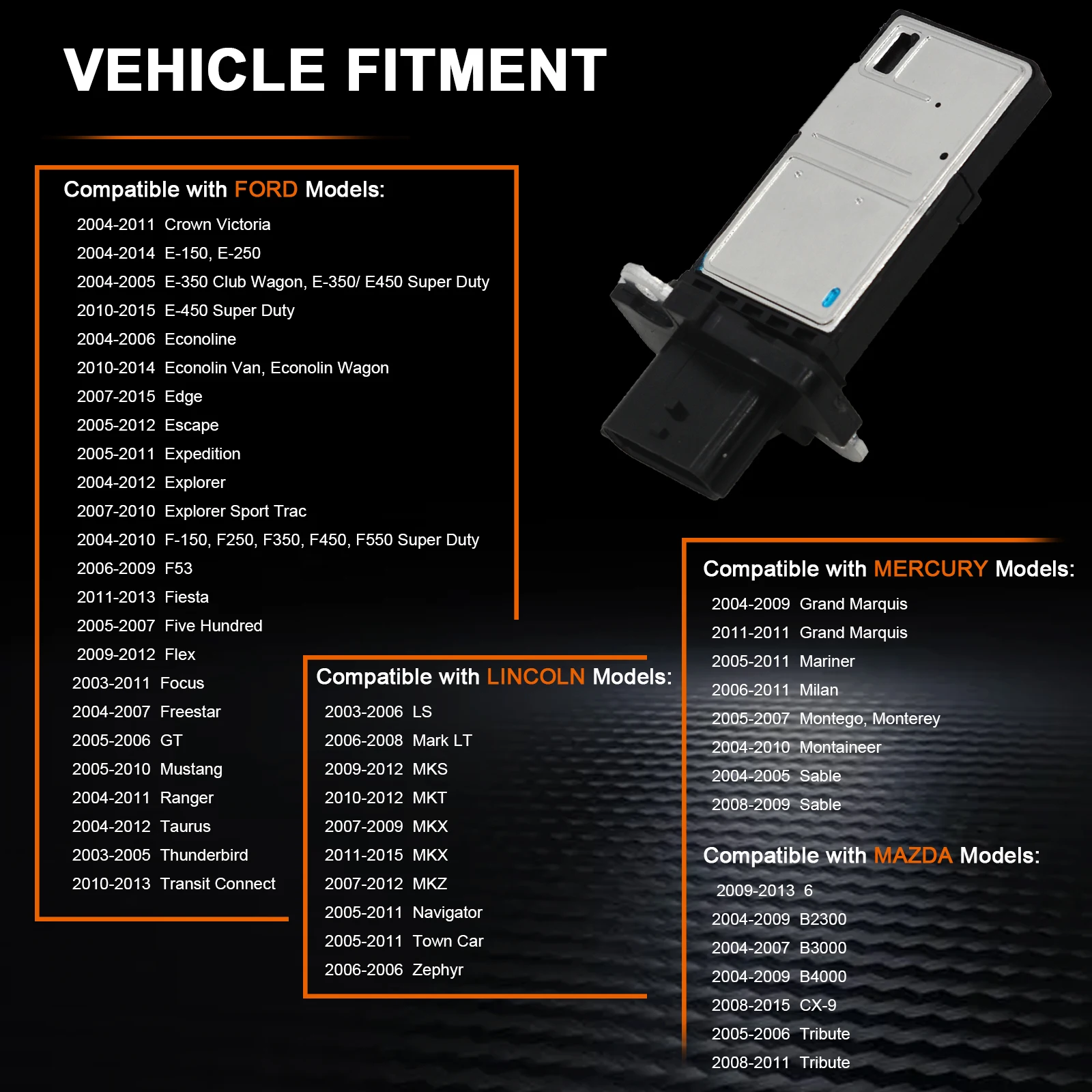 BEAMINGAUTO Mass Air Flow Sensor Compatible with Ford, Lincoln & Mazda Vehicles Replacement 3L3A-12B579-BA
