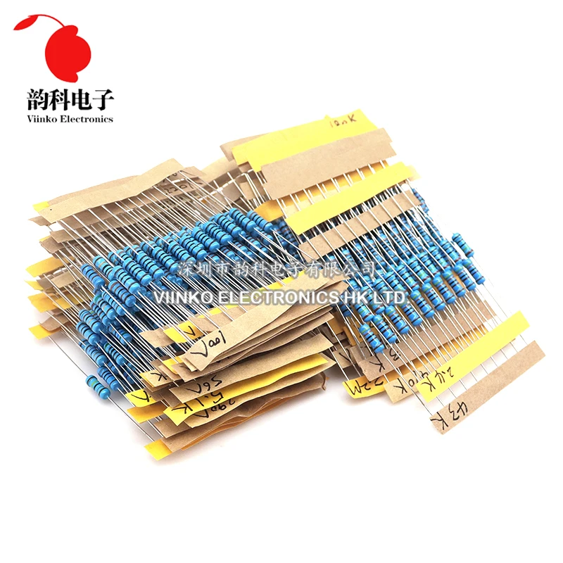 1100pcs 1/2W Metal Film Resistor Kit 1% 0.1 ohm - 2.2M 110 ValuesX10pcs 0.5W Resistance Set Assortment Pack