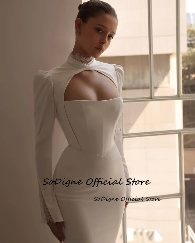 SoDigne Mermaid Simple Wedding Dresses Full Sleeves Satin/Lace Bridal Dress Long Beach Wedding Gown Robe De Mairee Customized 15 S6c49084697d2448d9bec9de3e01a2240P