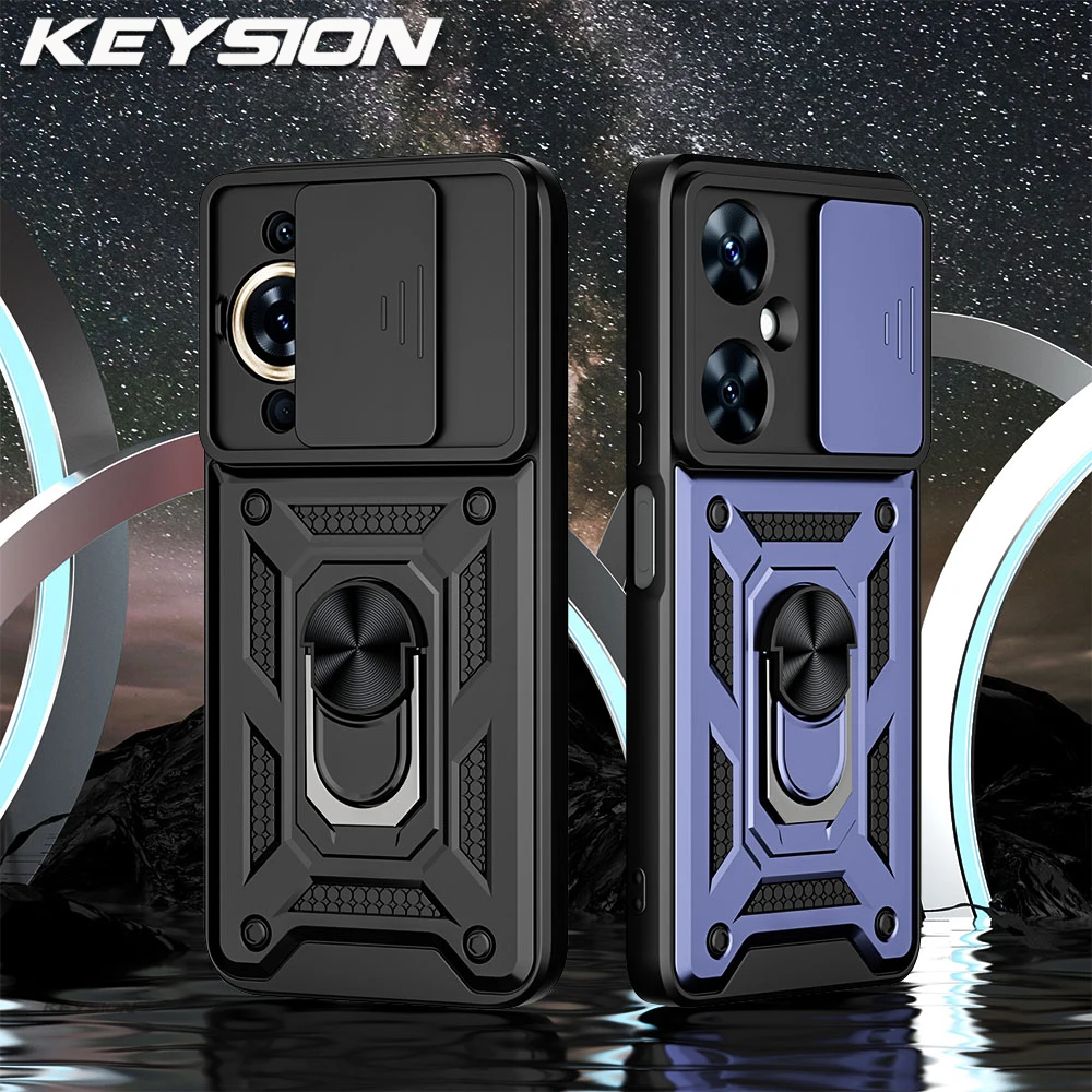 

KEYSION Shockproof Case for Huawei Nova 11 Pro 11i 10 SE Slide Camera Lens Protection Ring Stand Phone Cover for Huawei Nova Y61