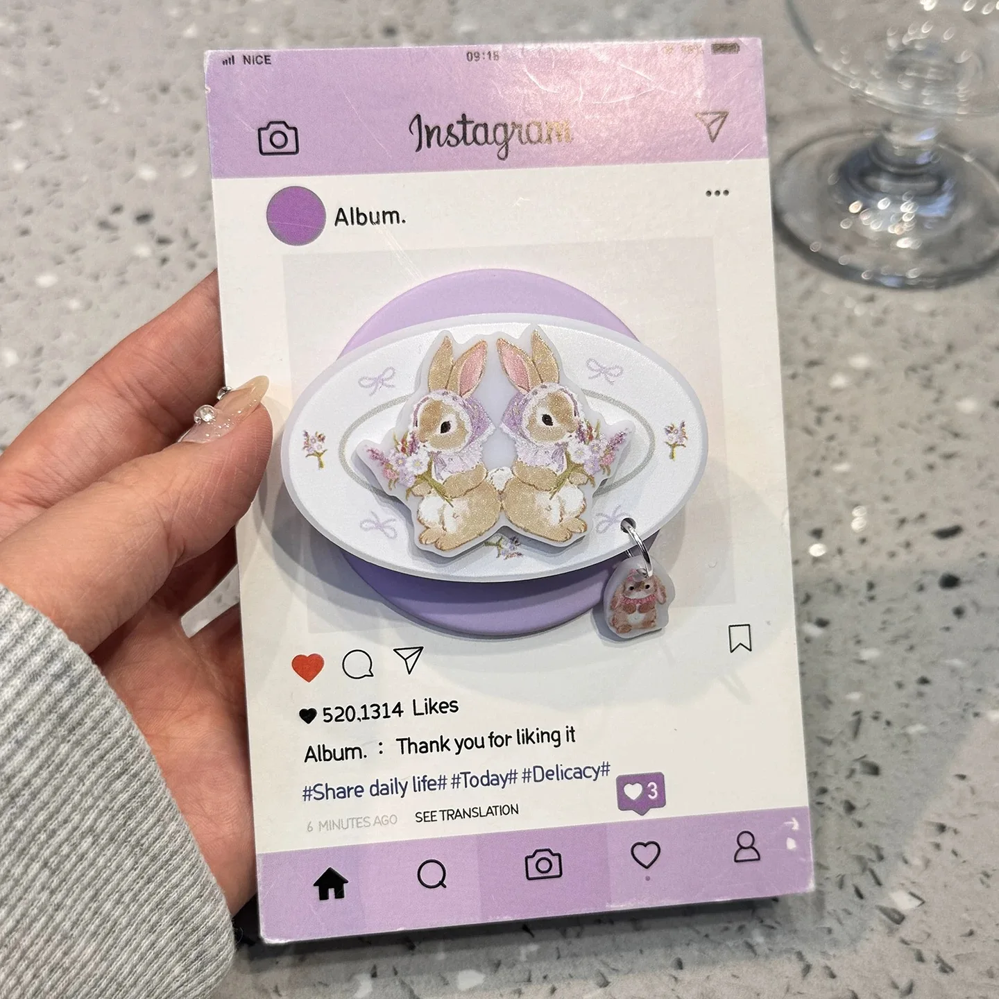 Korean Little Flower Rabbit Magnetic Phone Case with Magsafe Holder - Shockproof Cover