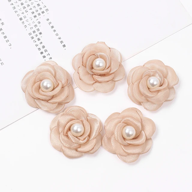 Emuleren Doe mee stem 5Pcs Kunstmatige Bloemen Hoofd Met Kraal Chiffon Stof Haarspeld Corsage  Trouwjurk Kleding Maken Accessoires Zijden Bloemen| | - AliExpress