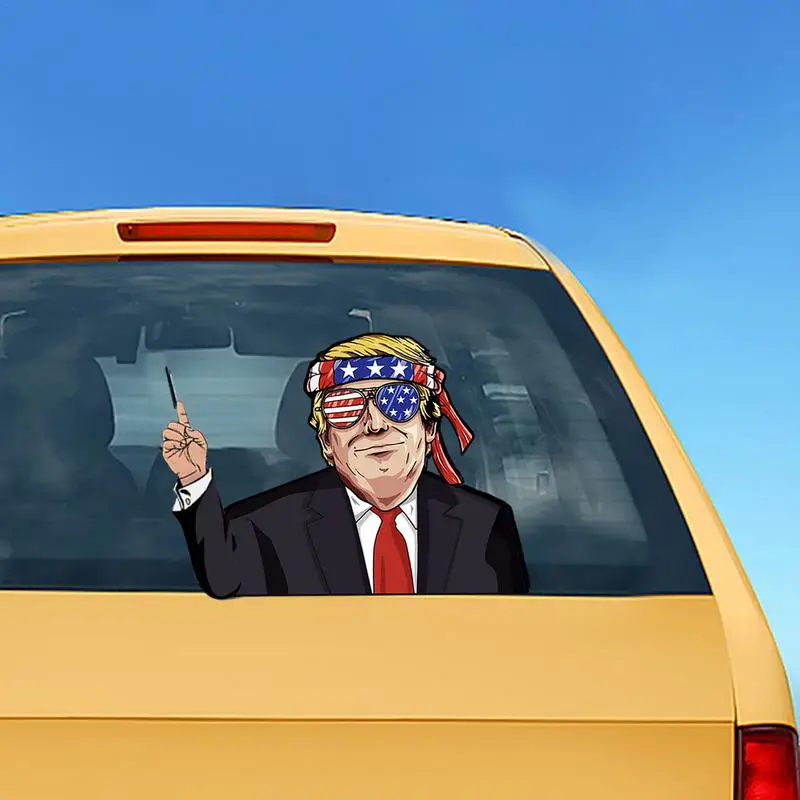 Funny Car Stickers Trump & Biden, Rear Windshield Decals, Waterproof Rainproof PVC Cartoon Stickers, Car Decorations Accessories