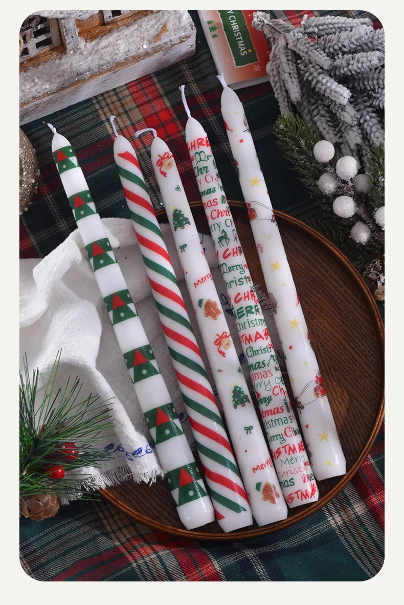 2PCS Wholesale Printed Christmas Taper Candles Dripless Festive Designs S6c495dd6ea0e4188890c323640d0fea7B