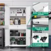 Metal Garage Storage Cabinet w/ Wheels,72“ Rolling Tool Cabinet w/ 4 Door Lock-Adjustable Shelves and Drawer (White with Wheels) 5