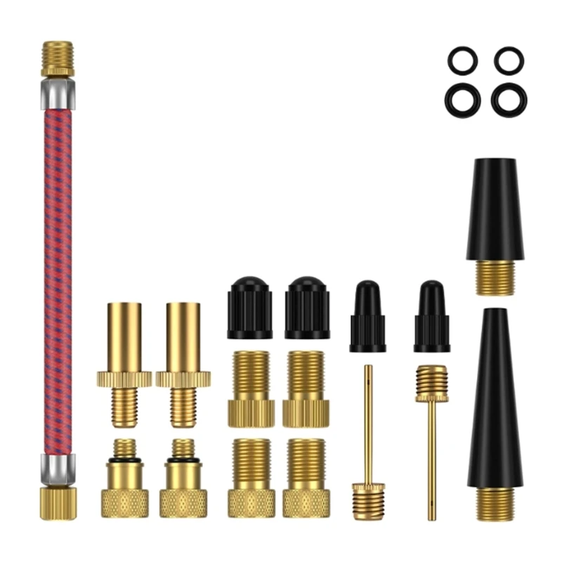 

Bicycles Valves Adapters SV Convert Adapters Ball Needle & Inflatable Nozzle for Car, Bike and More 21PCS