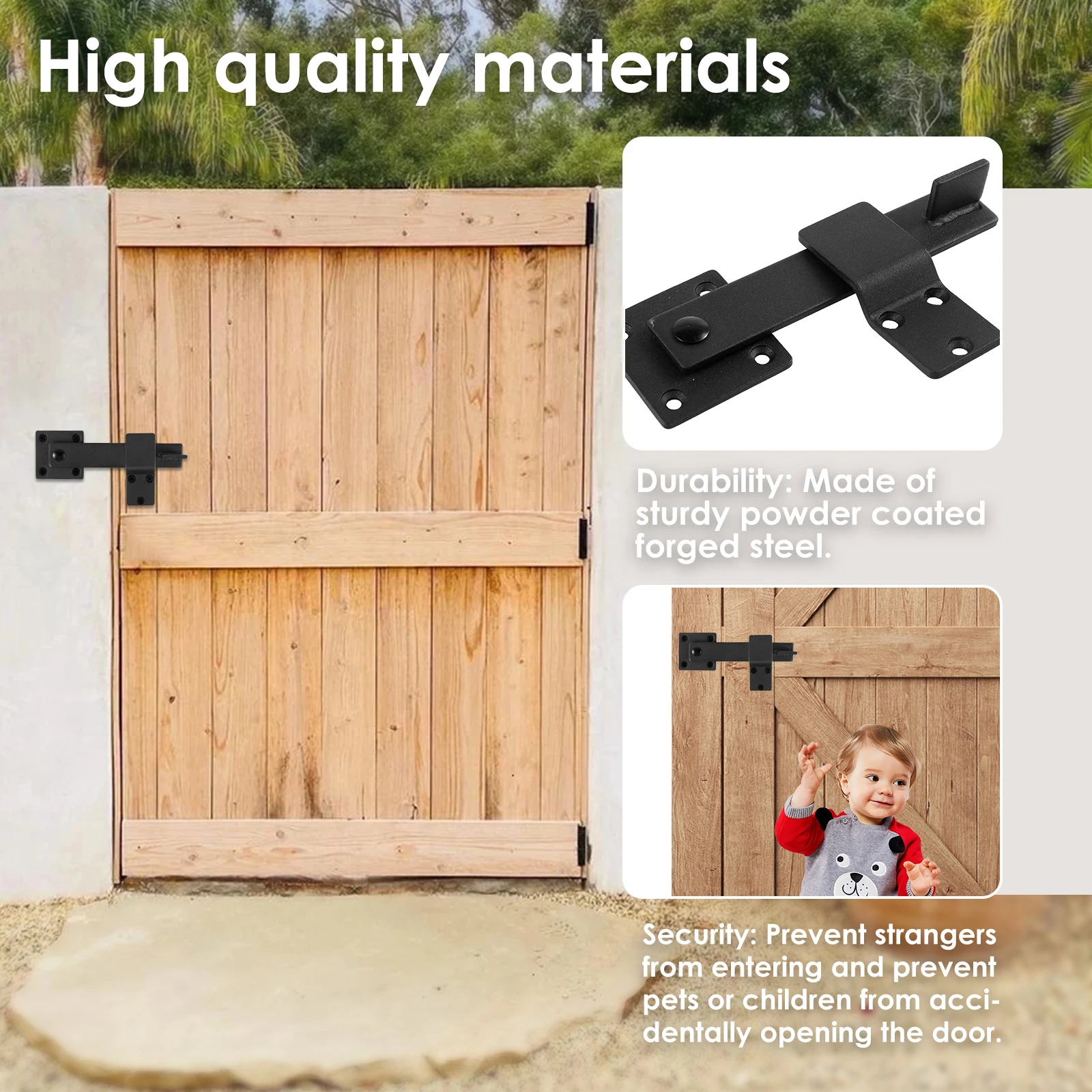 Pocket Door Lock 4-Pack Matte Black Barn Es - Stainless Steel Sliding Gate Locks (3.93\" X 2.75\") Door Latch
