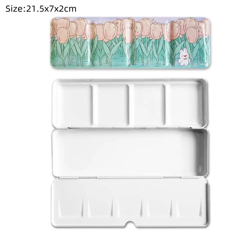 Paint Tray Color Palette Watercolor Palette New Empty Watercolor Palette Tin Box Paint Storage Paint Tray Cartoon Rabbit Pattern Aquarela Painting Art Supplies