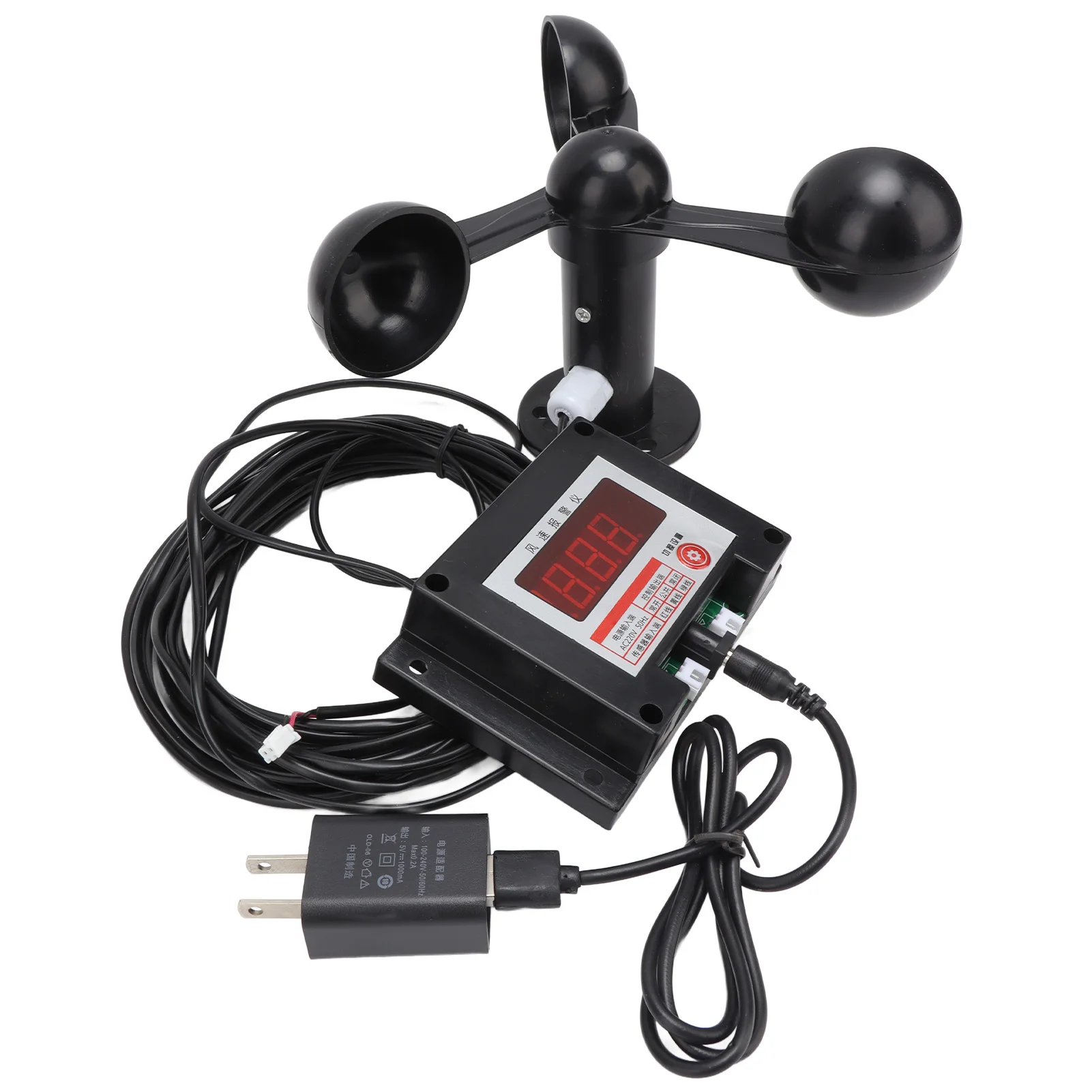 Anemometro Per Gru A Torre Con Allarme Velocità Vento – Sensore A 3 Pale, Alimentazione USB, Memoria E Ampia Gamma Di Misura (0,7 M/s)