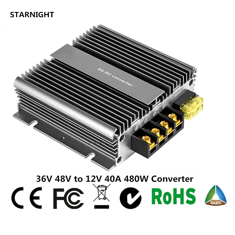 

36V 48V to 12V 40A 480W DC DC Converter Transformer Voltage Regulator Step Down Buck Module Power Supply for Car LED Solar Boat