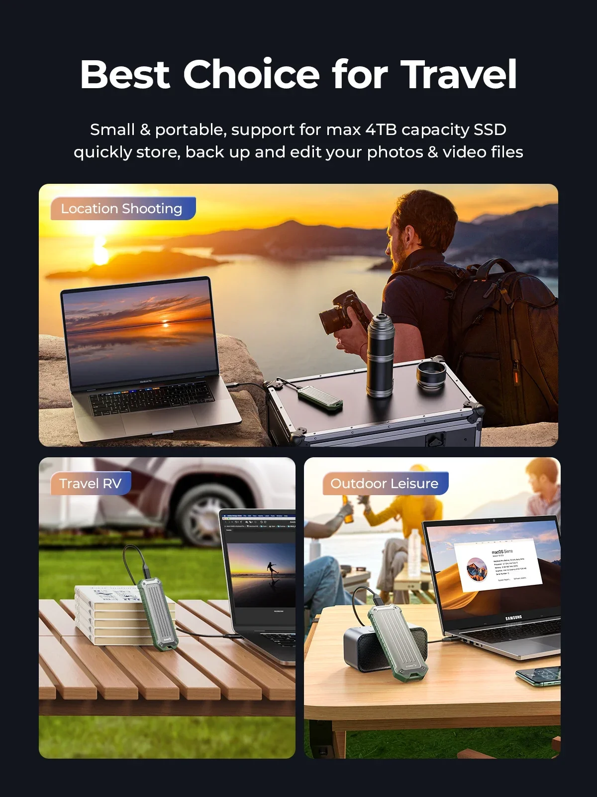 Nvme Case Ssd Sata com Dissipador de Cordão Liga de Zinco Impermeável Gabinete à Prova de Choque Portátil pc 10gbps Orico-m.2 - Imagem 2