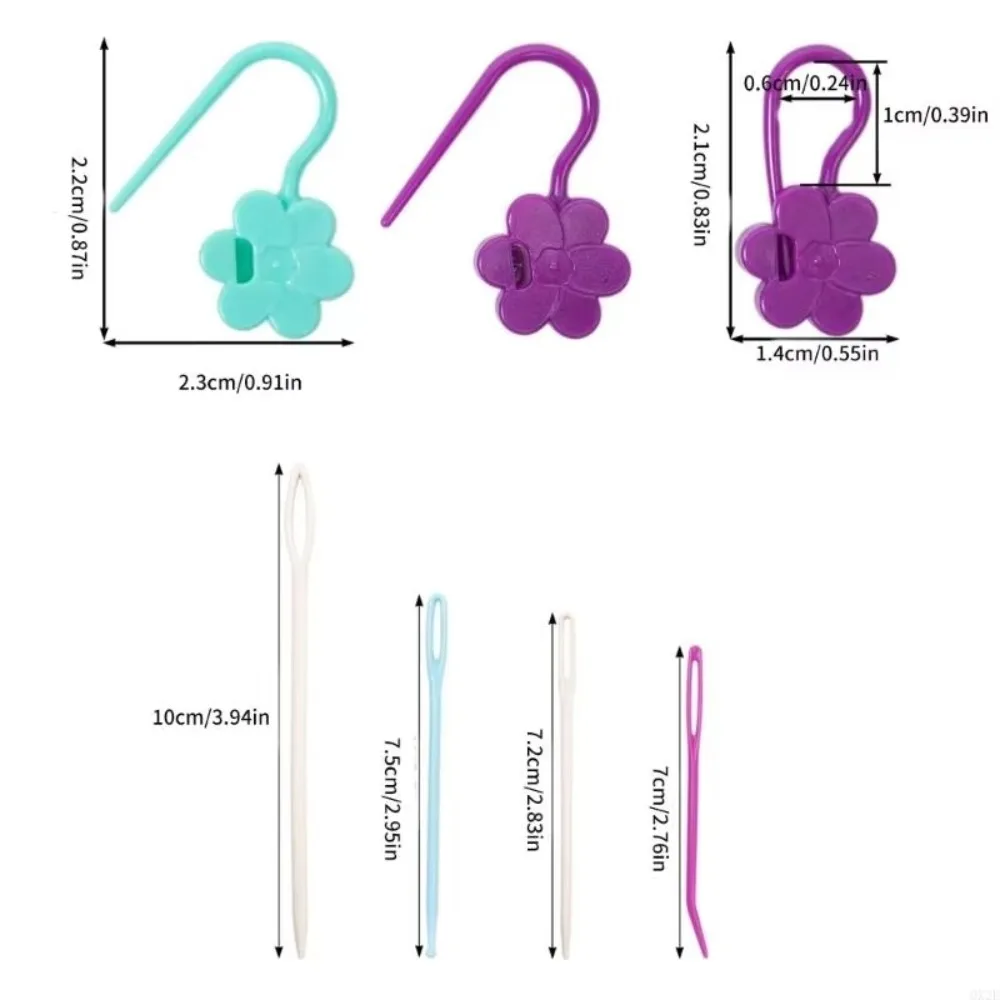 DIY Craft Marker Tools Flower Locking Stitching Marker Clip Colorful Locking Ring Big Eye Sewing Needle Metal 100Pcs