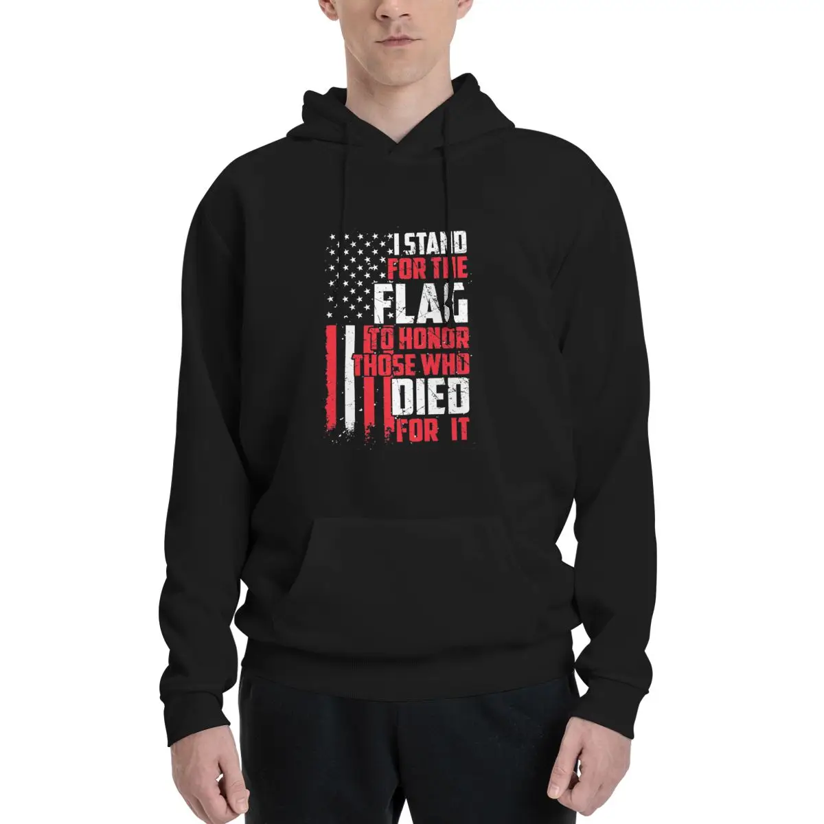 

I Stand For The Flag To Honor Those Who Died For It Polyester Hoodie Men's Women's Sweater Size XXS-3XL