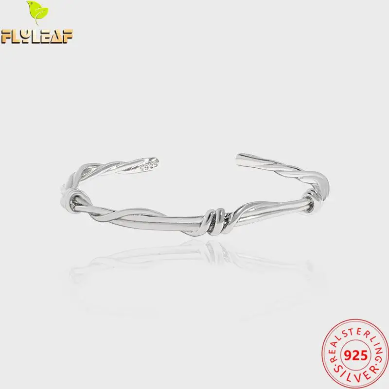 

Real 925 Sterling Silver Jewelry Vine Winding Open Bangles For Women Platinum Plating Original Design Femme Popular Accessories