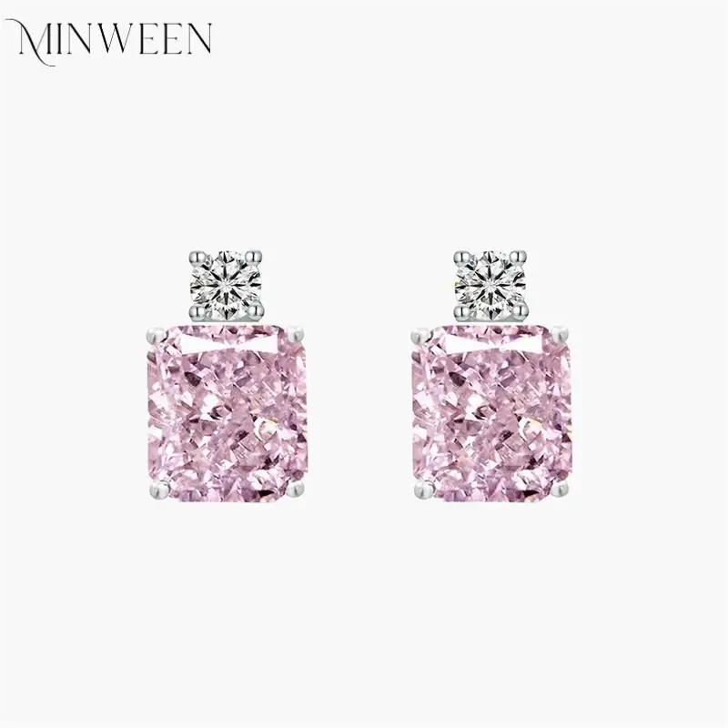 

925 Sterling Silver Sapphire High Carbon Diamonds Gemstone Wedding Ear Studs Earrings Fine Jewelry