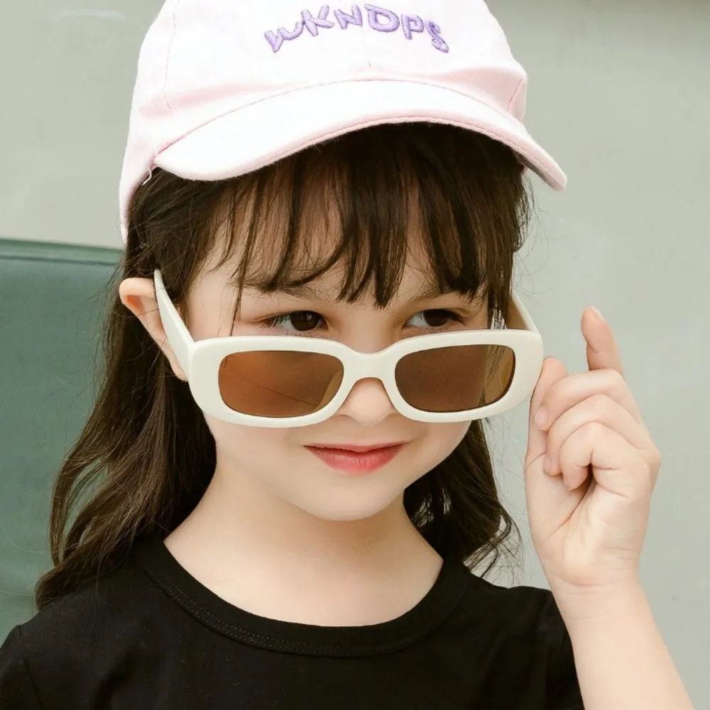 Korean Children's Rectangle Sunglasses for Boys and Girls Cute Baby Kids Sunglasses Yellow Green Travel Outdoor UV Protection