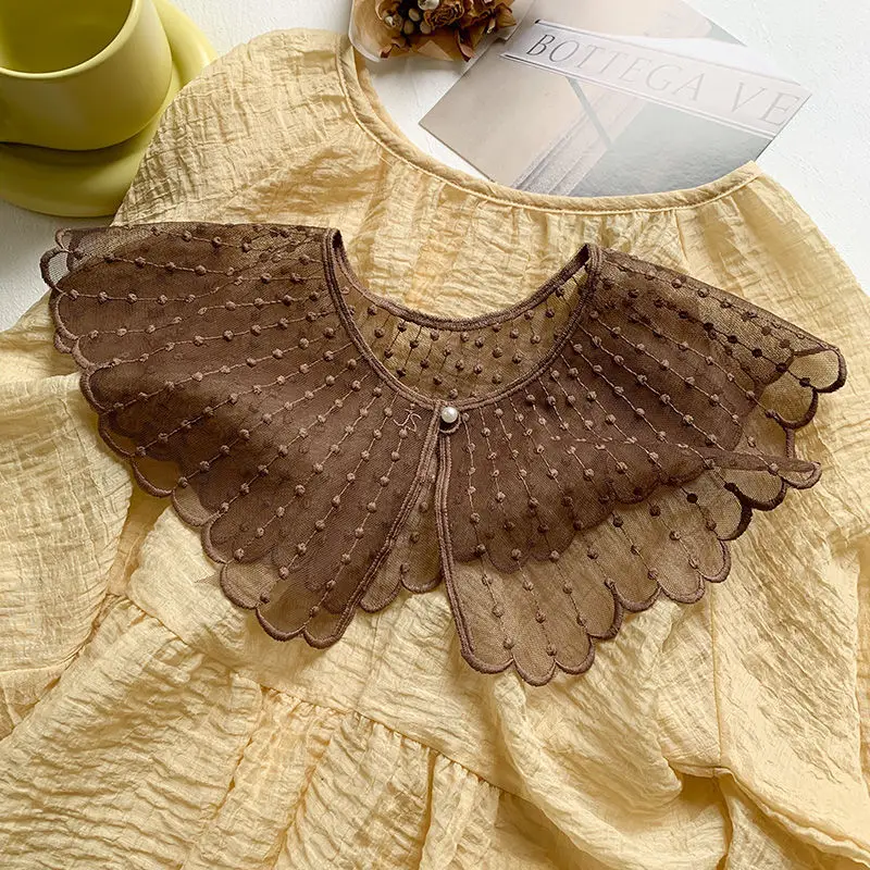 Fashion Pearl Lace Fake Collar Solid Breathable Detachable False Collars For Women Girls Cute Thin Dickey Collar Mini Scarf fake collar,detachable collar shawl