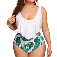 Ruffle Bikinis 2025 Women Large Size Swimsuit High Waist  Push Up Plus Swimwear Female Beach Wear Bathing Suit 4XL