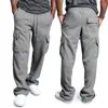 Men's Loose Drawstring Multi-Pocket Pants Loose Straight Leg Casual Outdoor Sports Jogging Solid Color Trend Street Pants 1