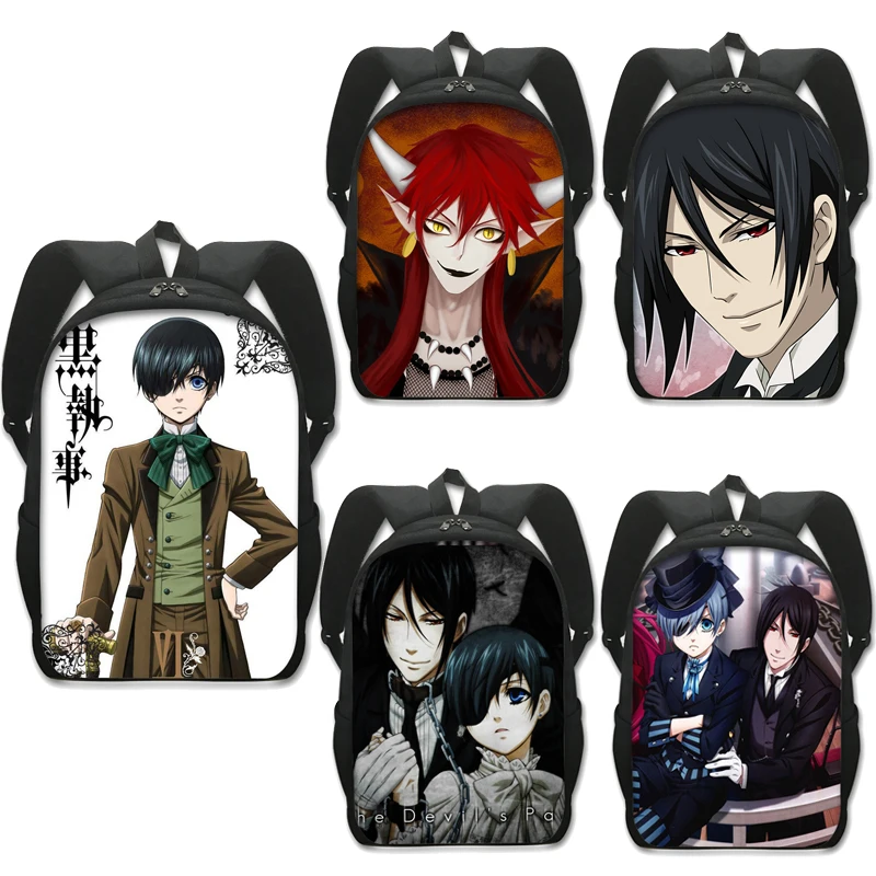 

Anime Black Butler Cosplay Backpack Sebastian Michaelis Cartoon Student School Shoulder Bag Teentage Laptop Travel Knapsack