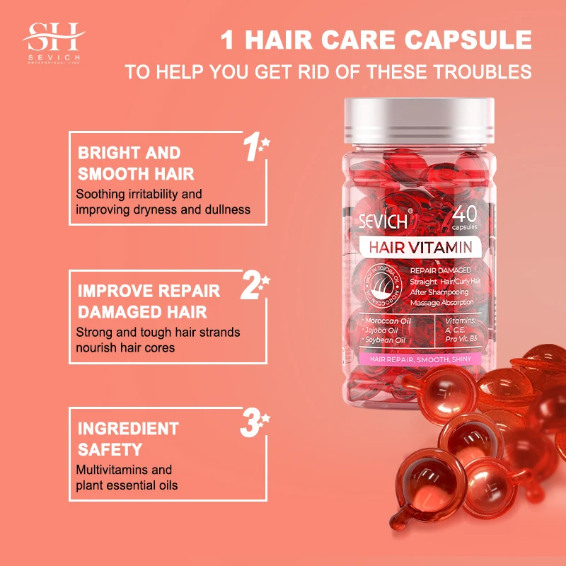Hair Vitamin Capsule Hair Repair Damaged Care Capsules Essence Protein Smooth Care Repair Anti Loss Essential Oil hair vitamin capsule
