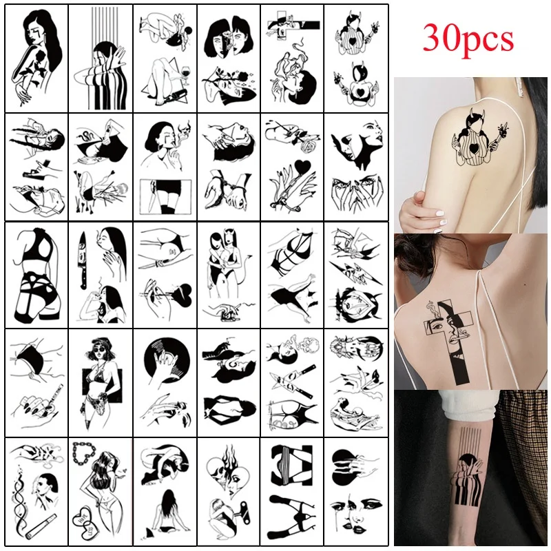 

30 шт./набор, водостойкие татуировки для мужчин и женщин