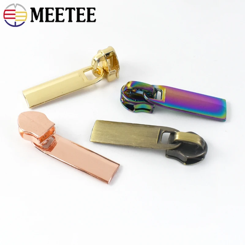 50Pcs Meetee Zipper Sliders for 3# 5# Nylon Zippers Down Jacket Pocket Zip Head Bag Zips Puller Repair DIY Sewing Accessories