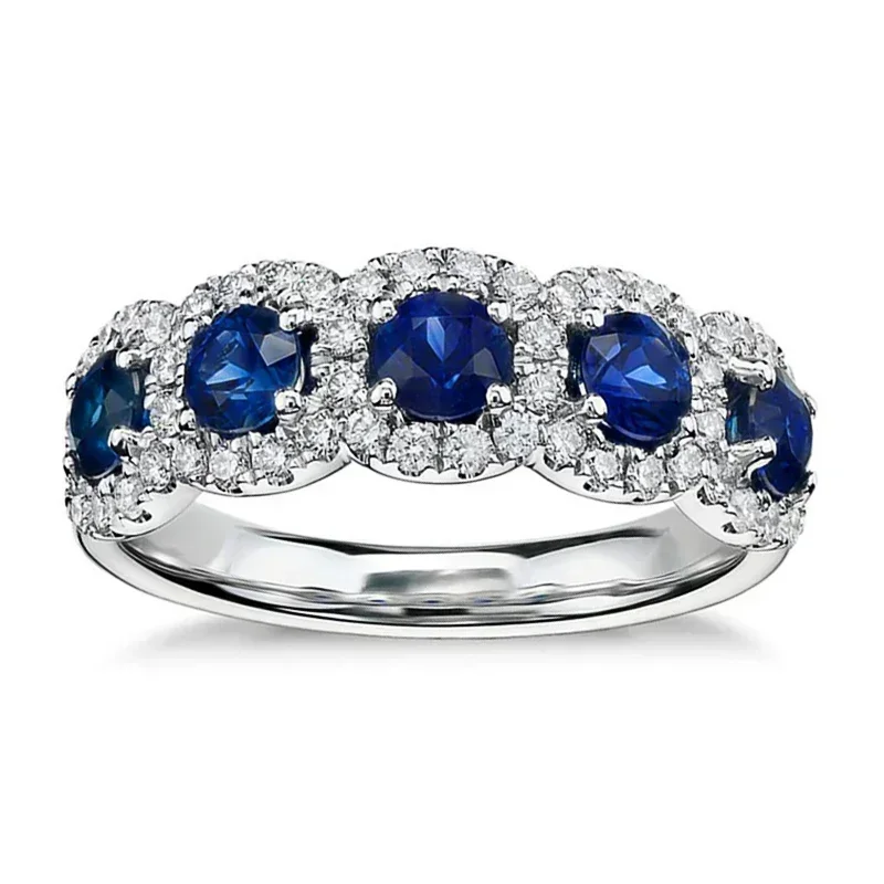 Women's Ring Blue/White Zircon Klein Style Finger Accessories Sparkling Silver Watch Band Fashion Jewelry finger rings womens ring jewelry rings ring jewelry