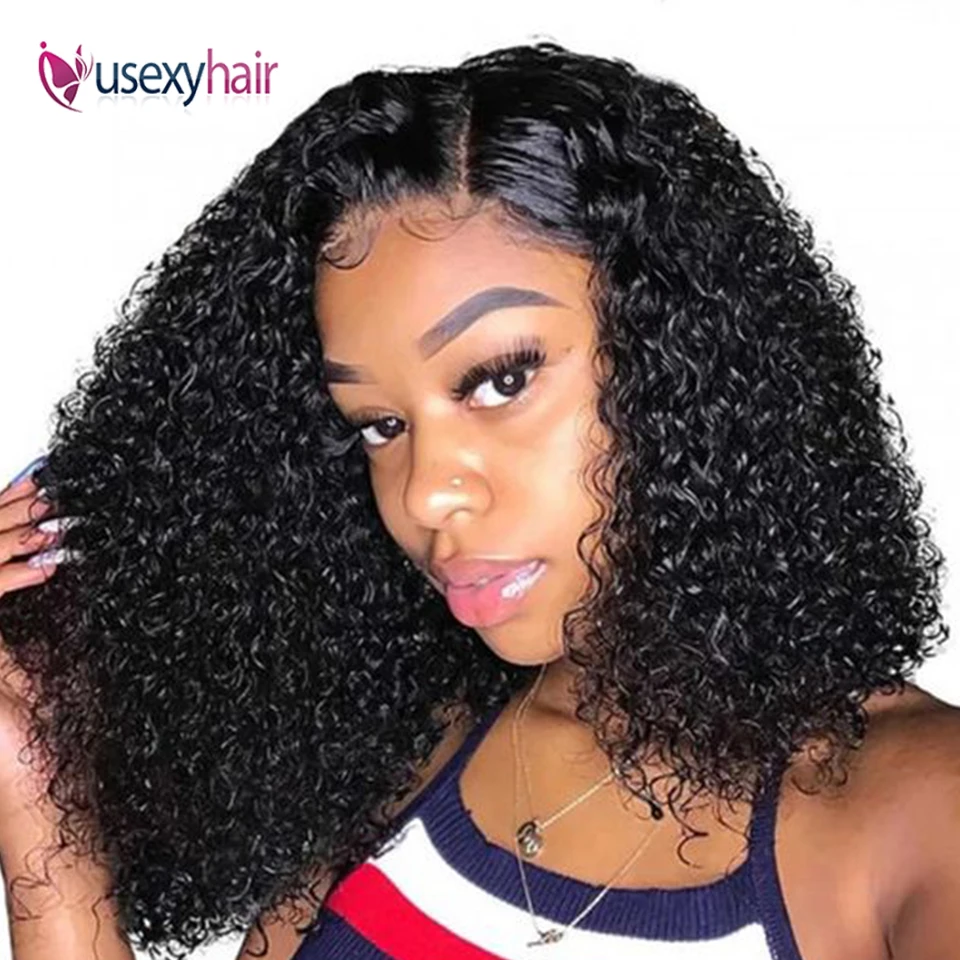 

Short Bob Wig Jerry Curly T Part Human Hair Wigs for Black Women Natural Transparent 13x4x1 Lace Frontal Closure Wig 150 Density