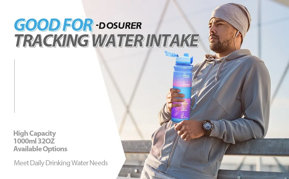 1 Liter Large Capacity Sports Water Bottle Leak Proof Colorful Plastic Cup Drinking Outdoor Travel Portable Gym Fitness Jugs S6c4a728ba2a34f459373f18118c8ff141
