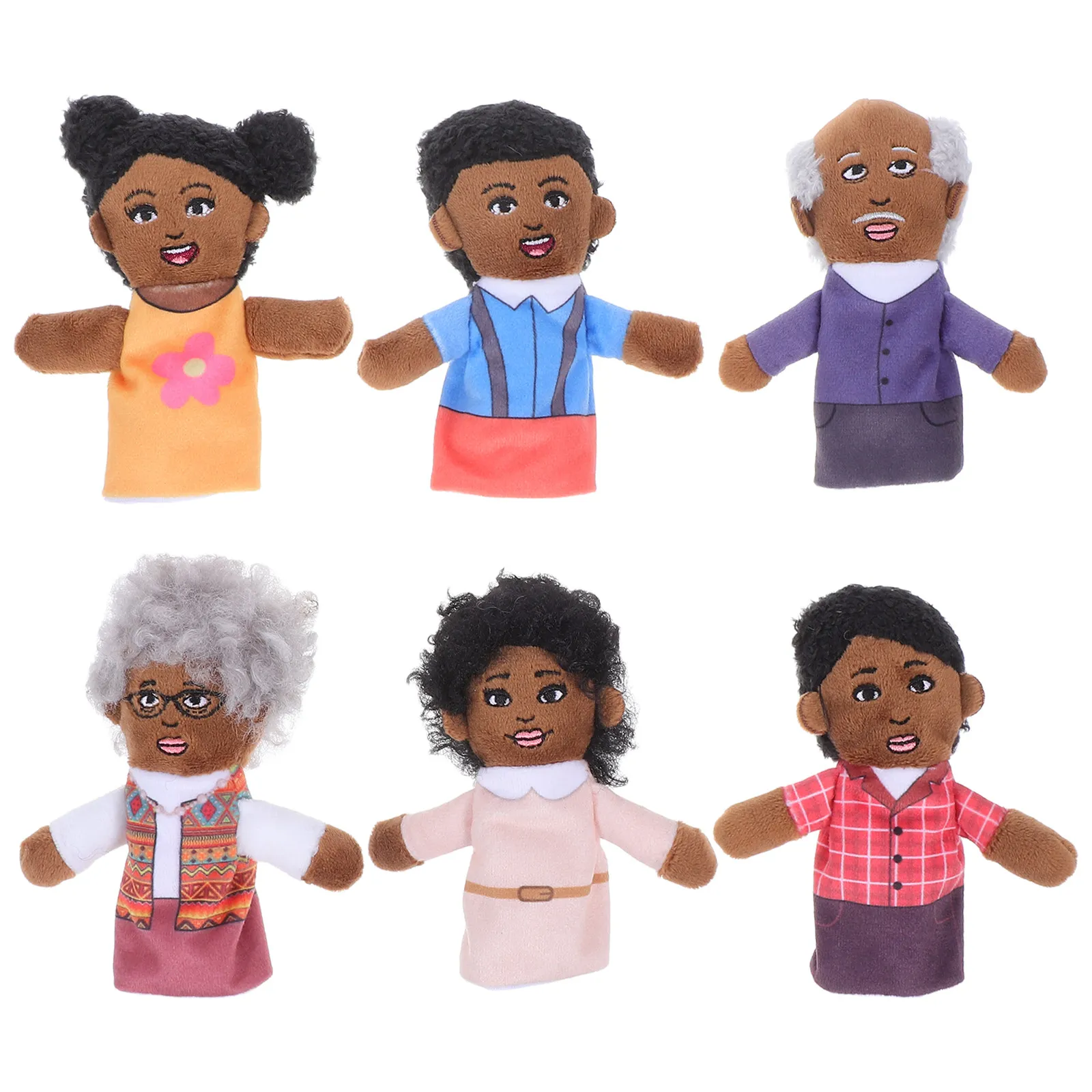 6Pcs 가족 손가락 인형 어린이 스토리텔링 손 인형  상상력 놀이 역할 놀이 유치원 부모 쇼 인형