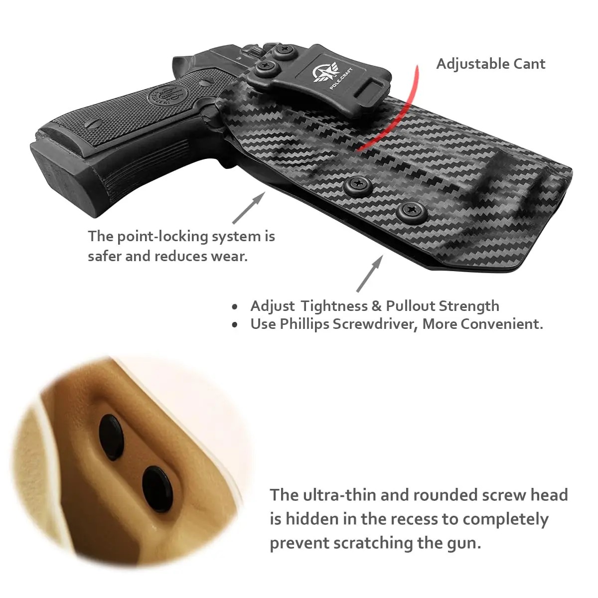 For Beretta 92 FS / 92 A1 / 96 A1 Beretta 92FS 92A1 96A1 Holster IWB Kydex Holster Inside Waistband Concealed Carry-Right