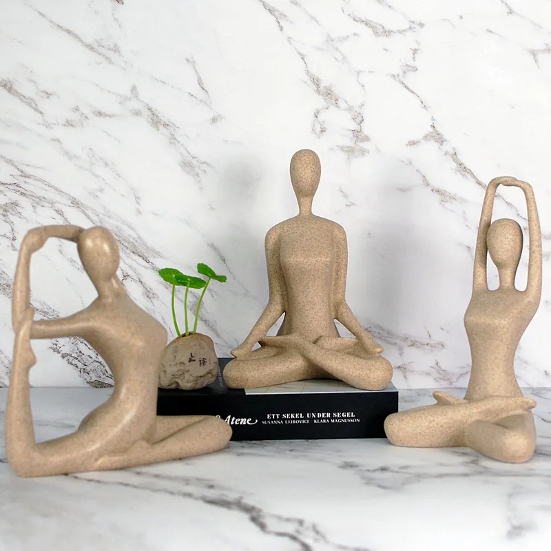 

ins Nordic abstract art yoga girl figure Sculpture desktop decorations Ornaments home furnishings pottery flowerpot Room Decor