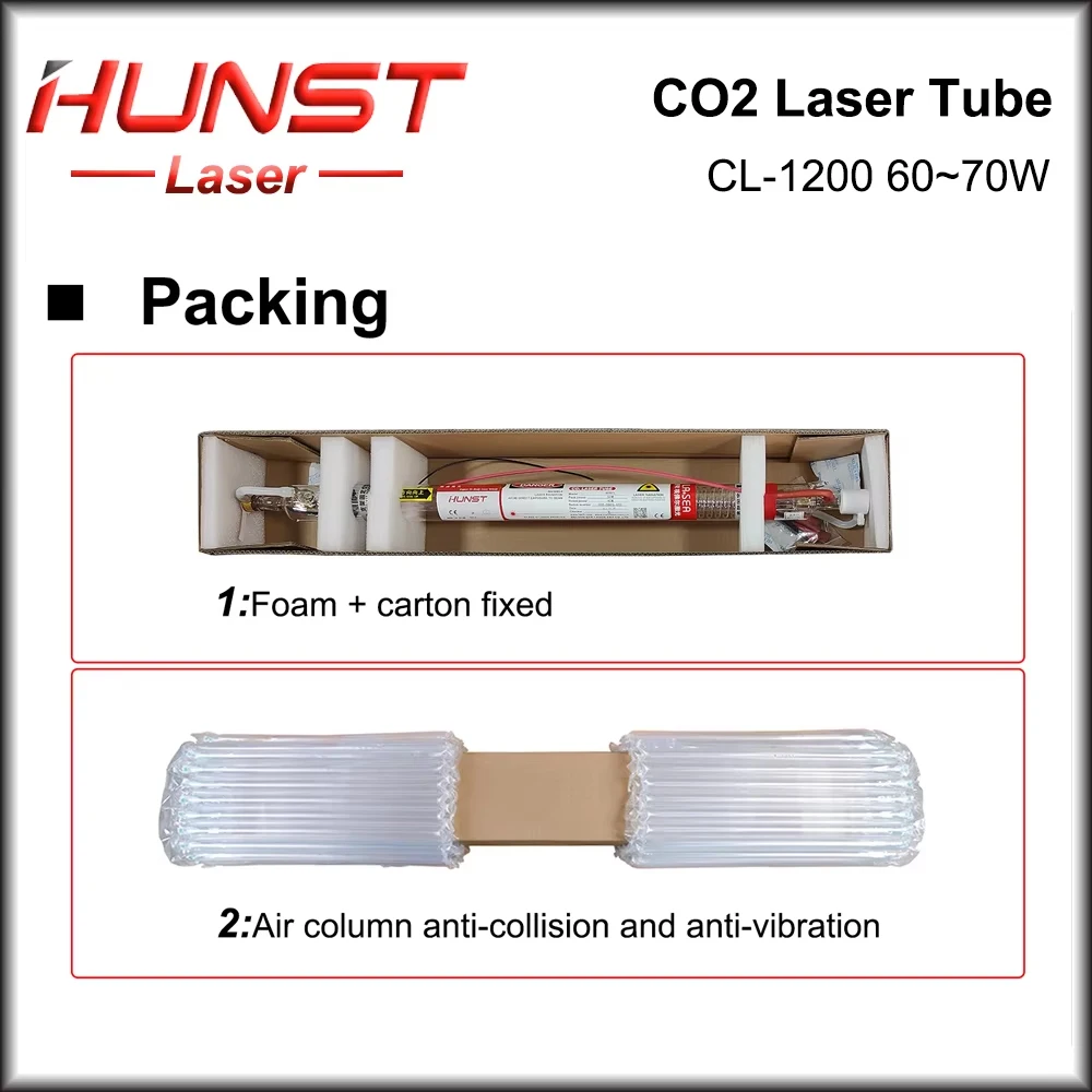 HUNST EFR 70W CO2 Laser Tube Diameter 55mm Laser Light Length 1200mm Tube Suitable For Engraving And Cutting Machine