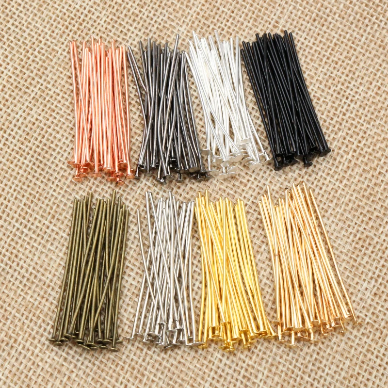 200pcs Flat Head Pins – 20-60mm in Bronze, Rhodium, Black, Gold, Silver for DIY Jewelry 1