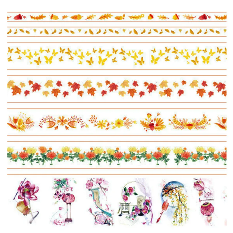 8롤 사쿠라 와시 테이프 세트 스크랩북 콜라주 마스킹 테이프 소녀용 스타터 저널 DIY 공예 장식 문구 선물