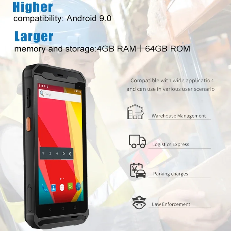 

RUGLINE 5.5 inch Android 9.0 4GB RAM 64G ROM Industrial Rugged Handheld sScanner PDA With Google Play Service
