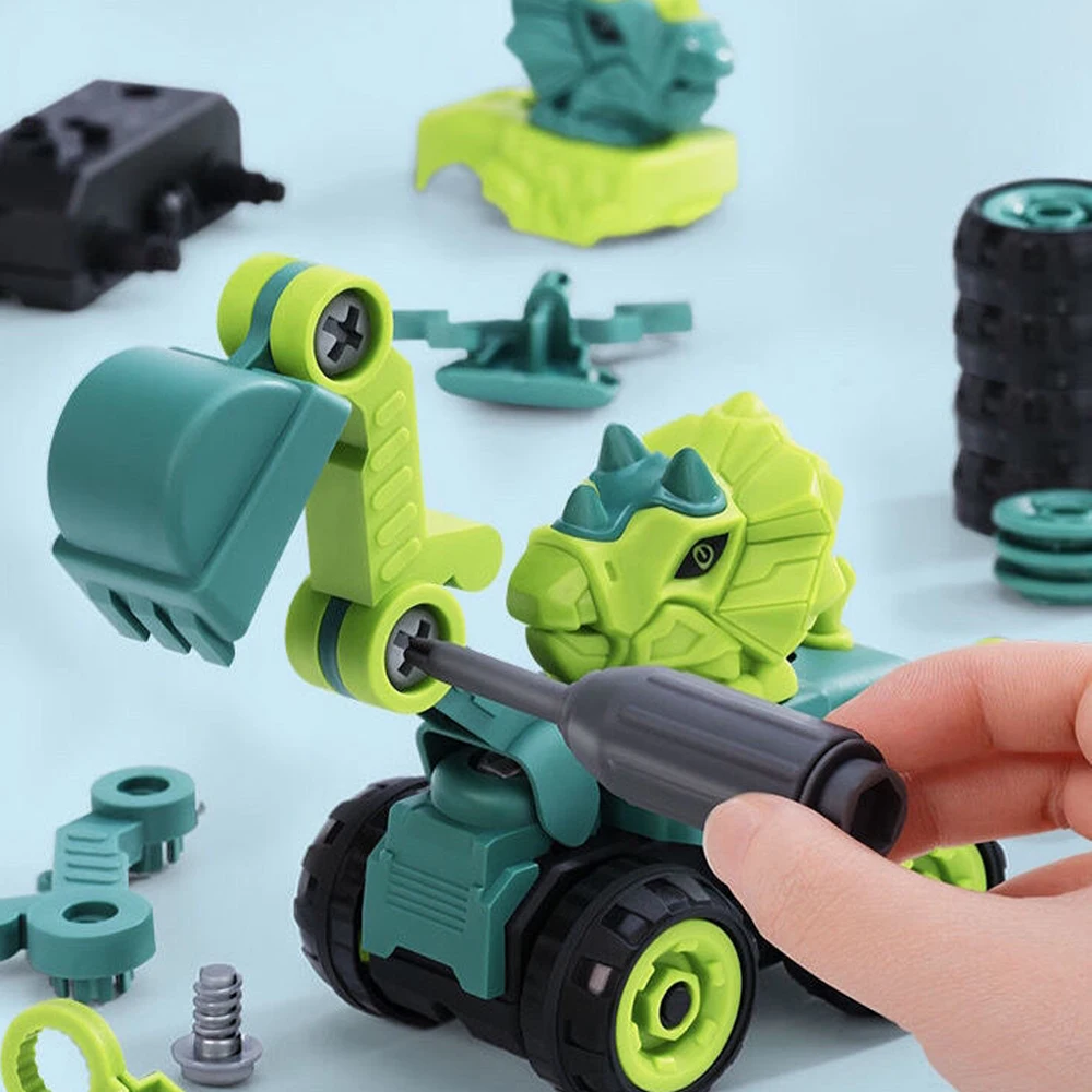 Truck Take Apart Toys Playset Toys Dinosaur Cars for 3 4 5 6 7 8 Years Old Boys Transport Vehicles for Kids DIY Building Block