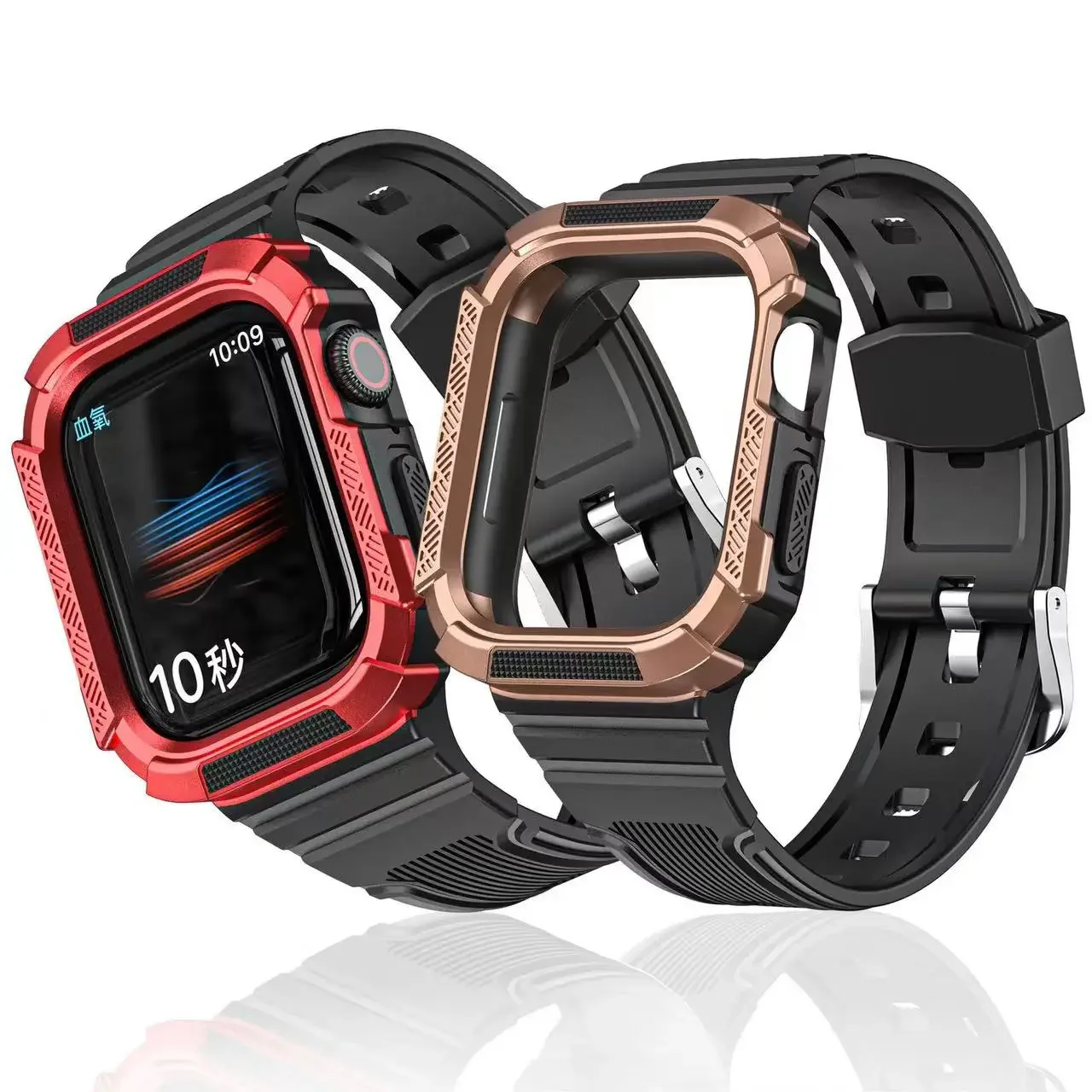 Silicone strap+case for Apple Watch Band 45mm 44mm 42mm 41mm 40mm 38mm bracelet watchband Belt iWatch Series 8 7 6 5 4 SE Correa
