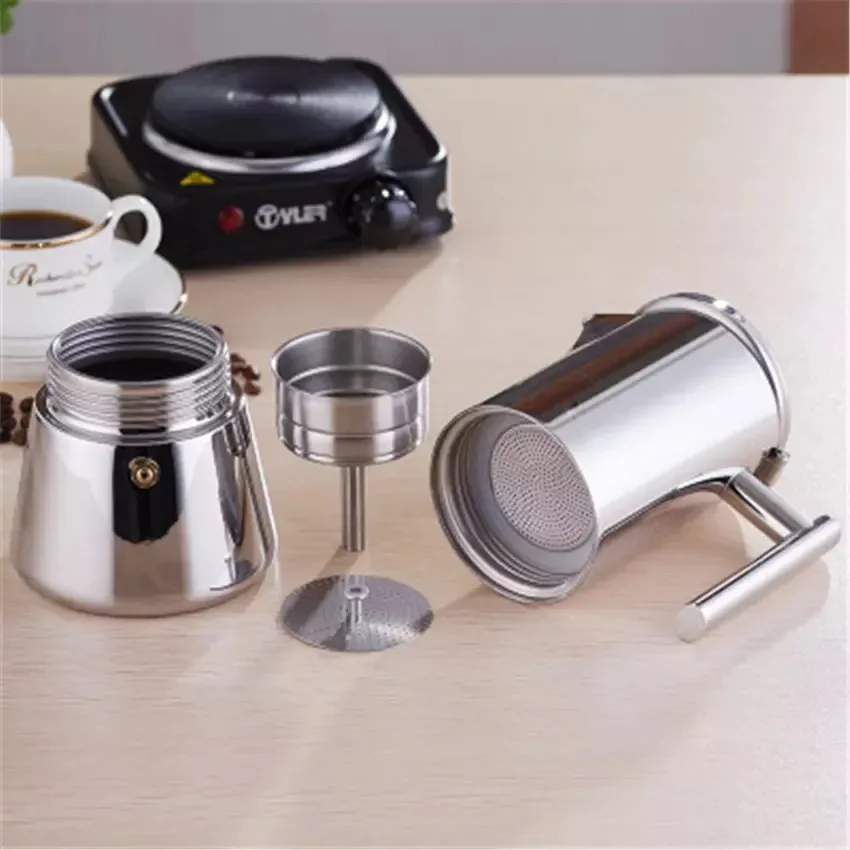 200/300/500ML Stainless Steel Geyser Coffee Maker Expresso Induction Cafetera Moka Pot Stove Top гейзерная кофеварка 모카포트